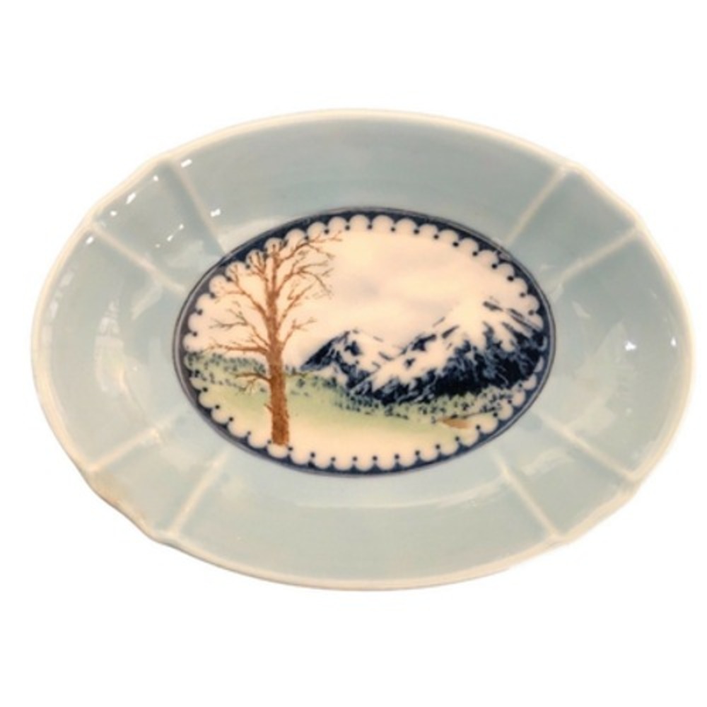 Blue Mountains Ontario Canada Souvenir Small Trinket Dish Mountains Snow Scene